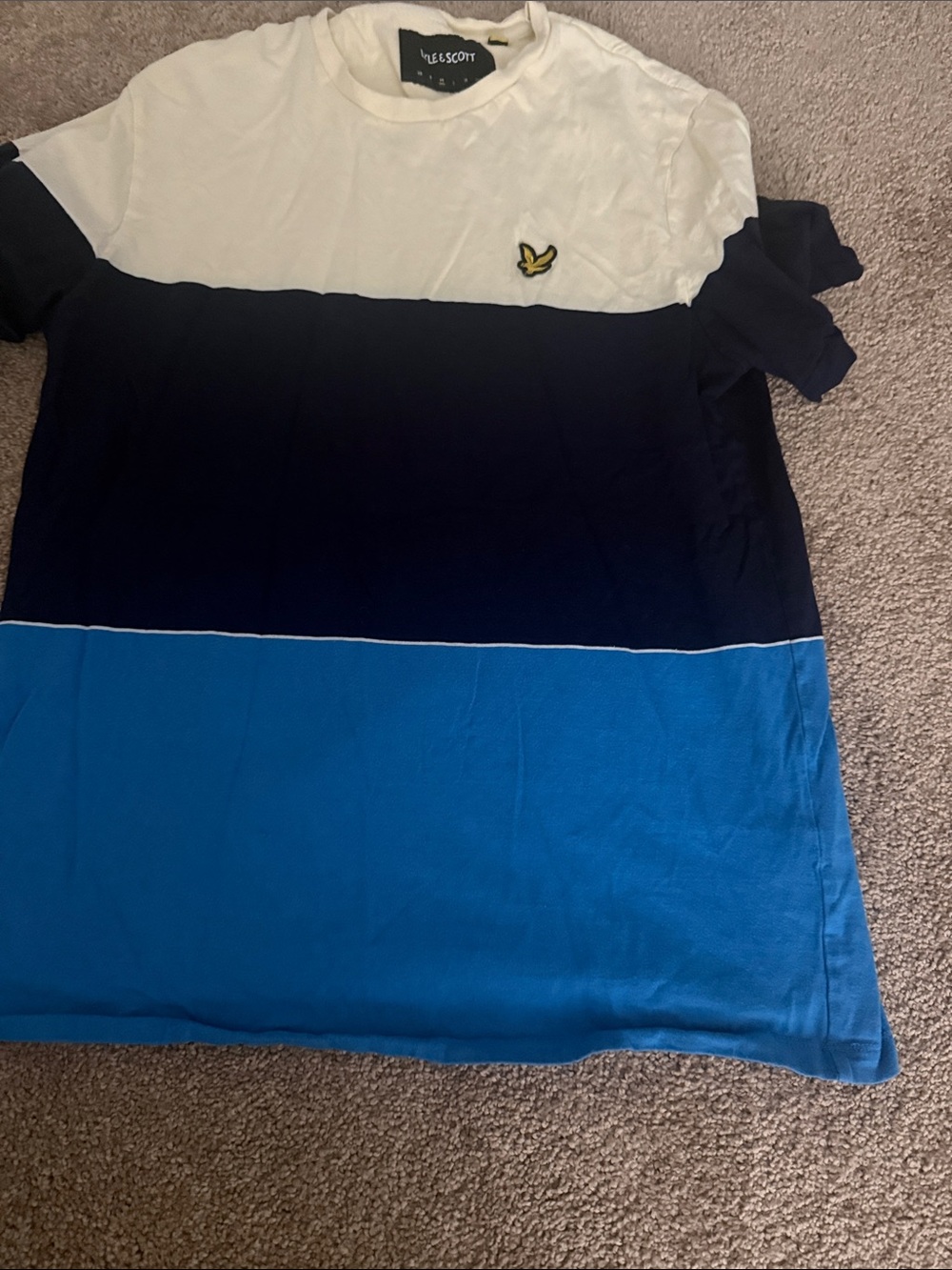 Lyle & Scott White Navy and Bright Blue Colorblock Tee